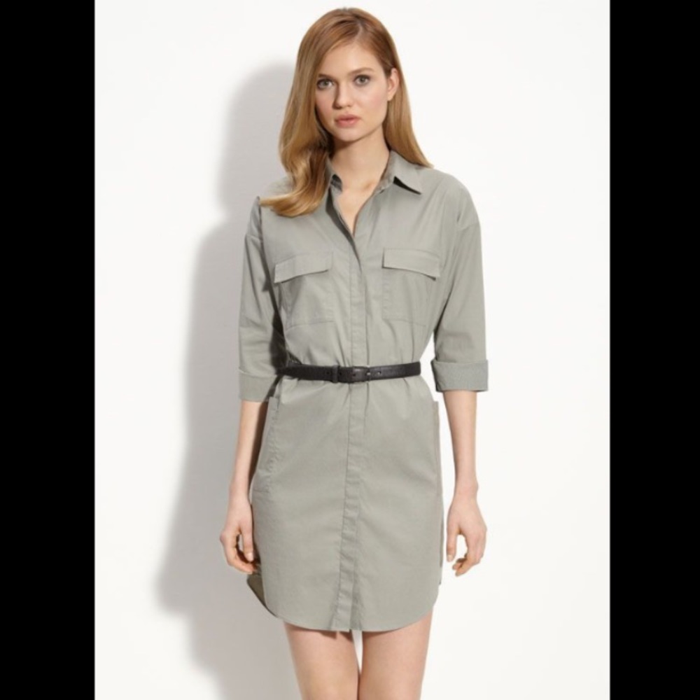 THEORY Sage Green Meliba Shirt Dress Size 2